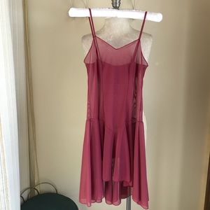 Vintage sheer fuchsia high low slip dress
